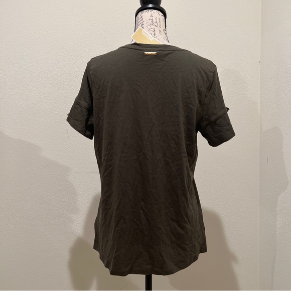 MICHAEL KORS Tiered-Sleeved Blouse/ Knit Top/Shirt in Army Green Size L - Picture 2 of 4